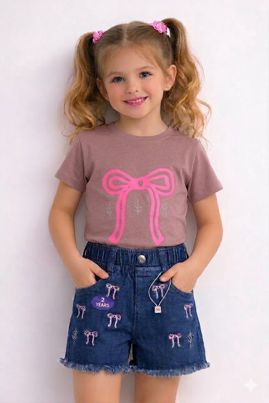 Kids Drop Shoulder T-Shirt & Shorts Set | White