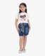 Girls Denim Skirts Set | Indigo Blue & White