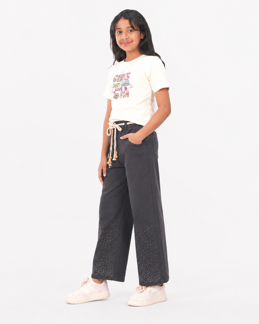 Rain Stoned Denim Baggy | Charcoal Grey | Free T-Shirt
