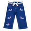 Girls Denim BAGGY Embroidered Pant | Indigo Blue