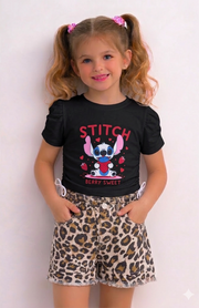Girls Leopard Summer Shorts Sets | Grey