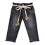 Girls Premium Denim with Stylish Fringe Bottom | Charcoal Grey