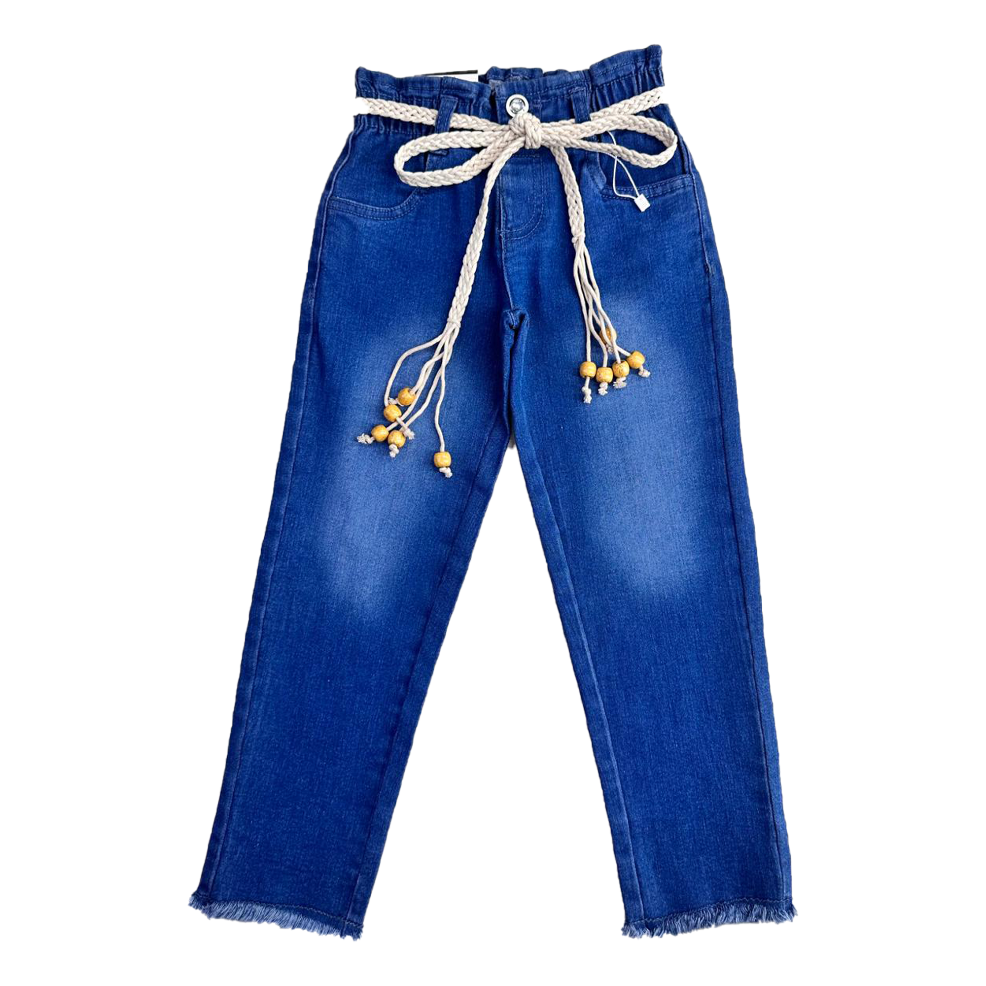 Girls Premium Denim with Stylish Fringe Bottom | Black