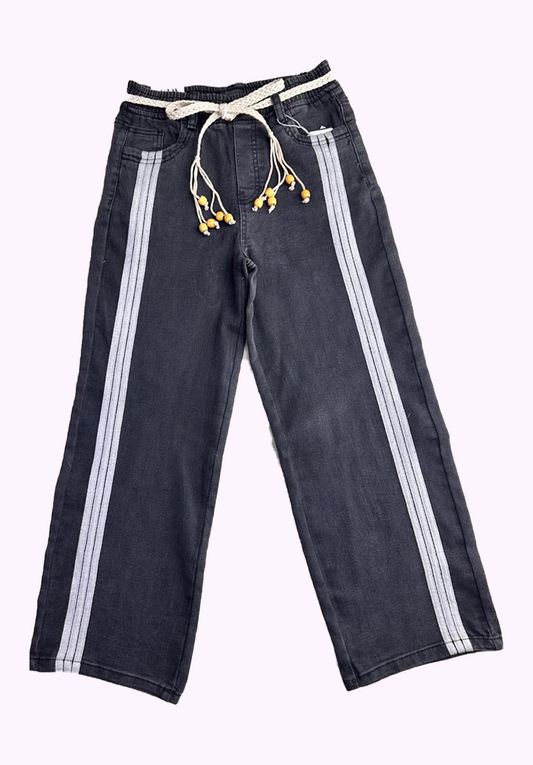Girls Twill Denim Baggy Pant | Black