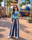 Girls Twill Denim Baggy Pant | Indigo Blue & Saga Green Set