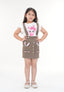 Bunny Love Dress Set – White Top & Khaki Skirt