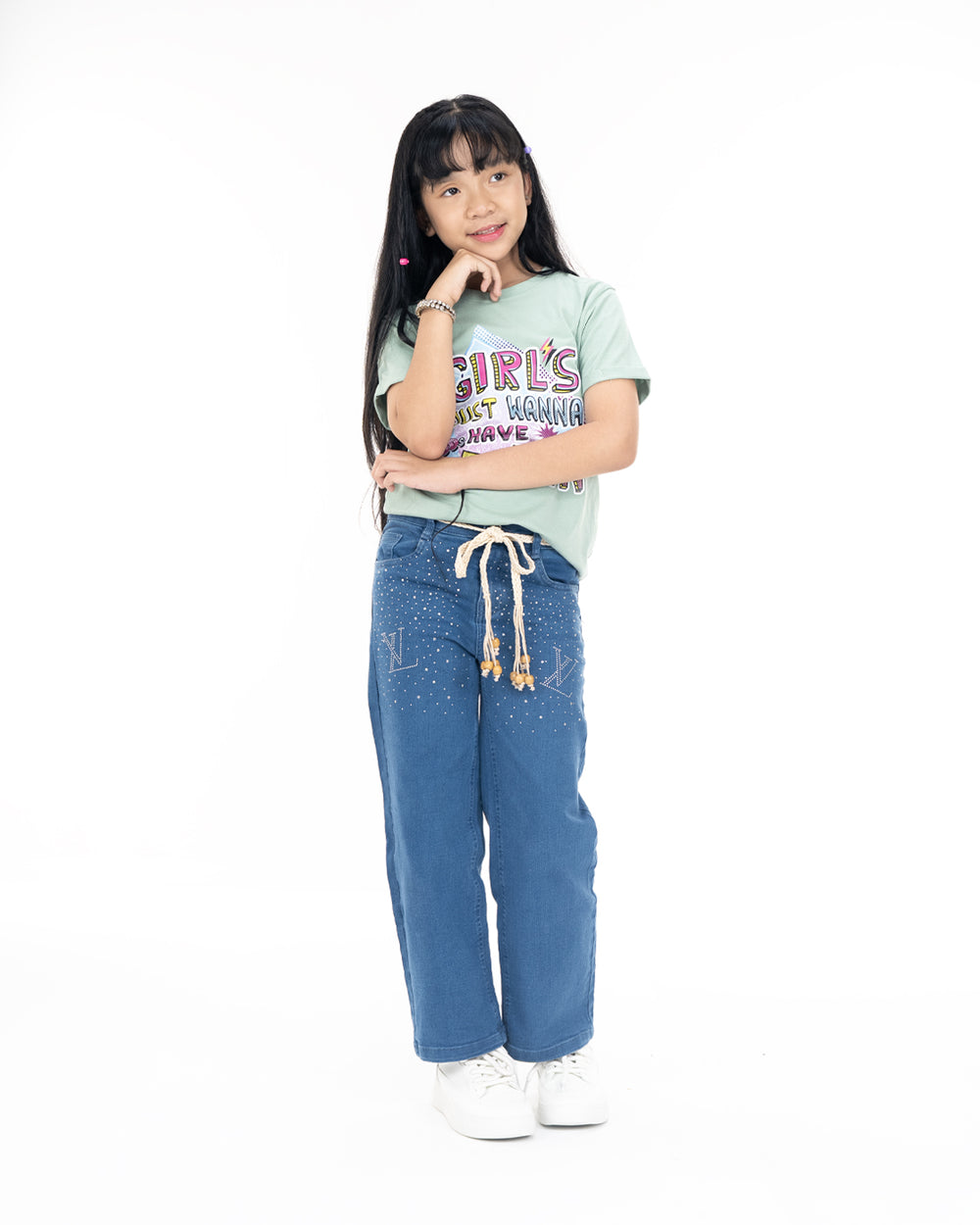 LV Stoned Denim Baggy | Mid Blue | Free T-Shirt