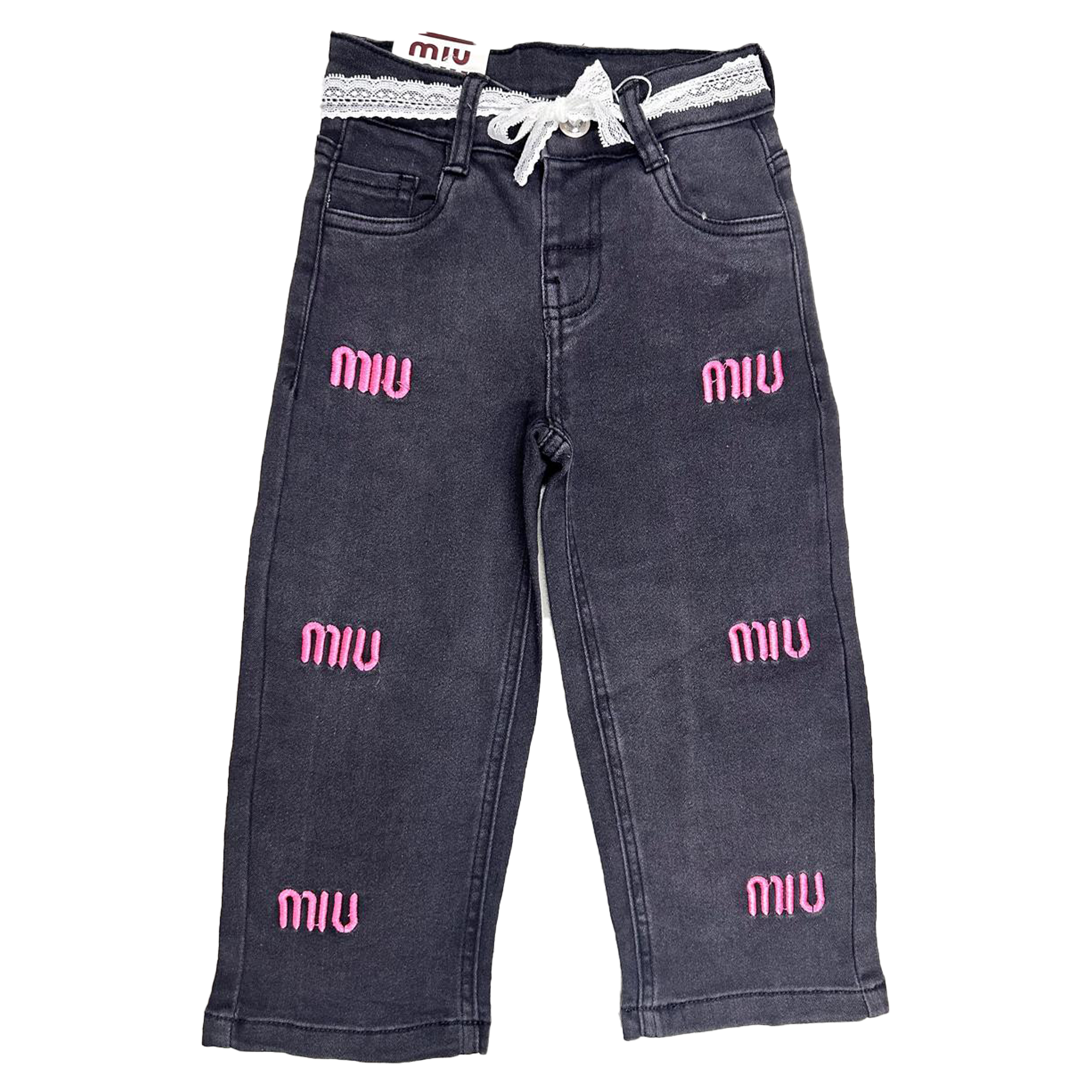 Trendy Girls Denim BAGGY Embroidered Pant | Indigo Blue Secondary image