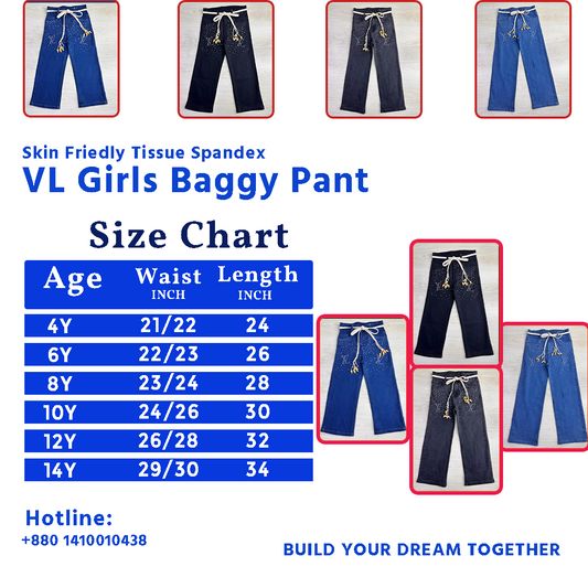 VL Girls Baggy Stoned Denim Pant | Charcoal Grey