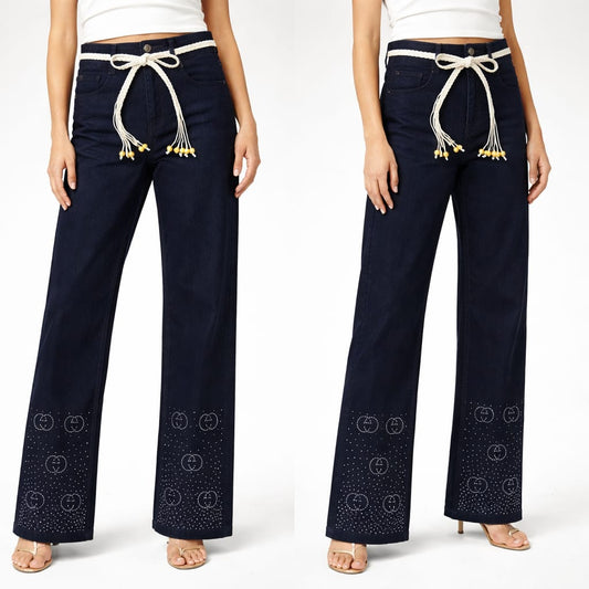 Trendy Girls Stoned BAGGY Pant | Black