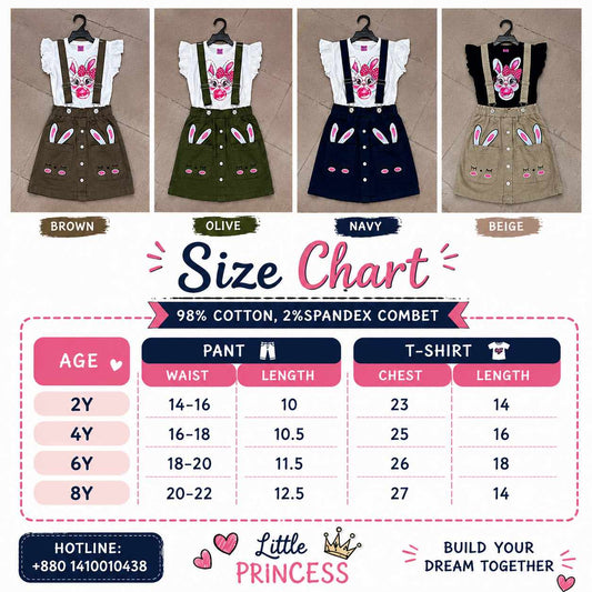 Bunny Love Dress Set – Black Top & Pink Skirt