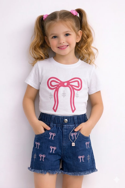 Kids Drop Shoulder T-Shirt & Shorts Set | White