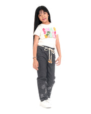 ZD Stoned Denim Charcoal Grey & Beige Set