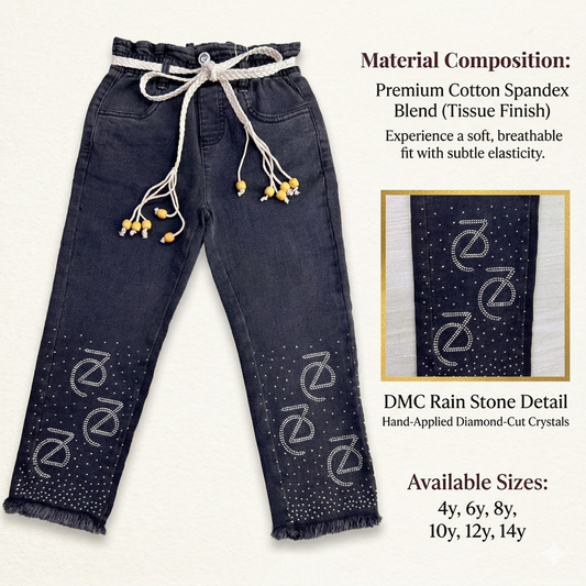 Girls Stoned Regular Fit Long Pant | Black