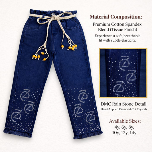 Girls Stoned Regular Fit Long Pant | Indigo Blue