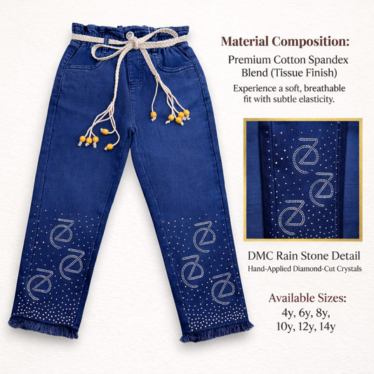 Girls Stoned Regular Fit Long Pant | Indigo Blue