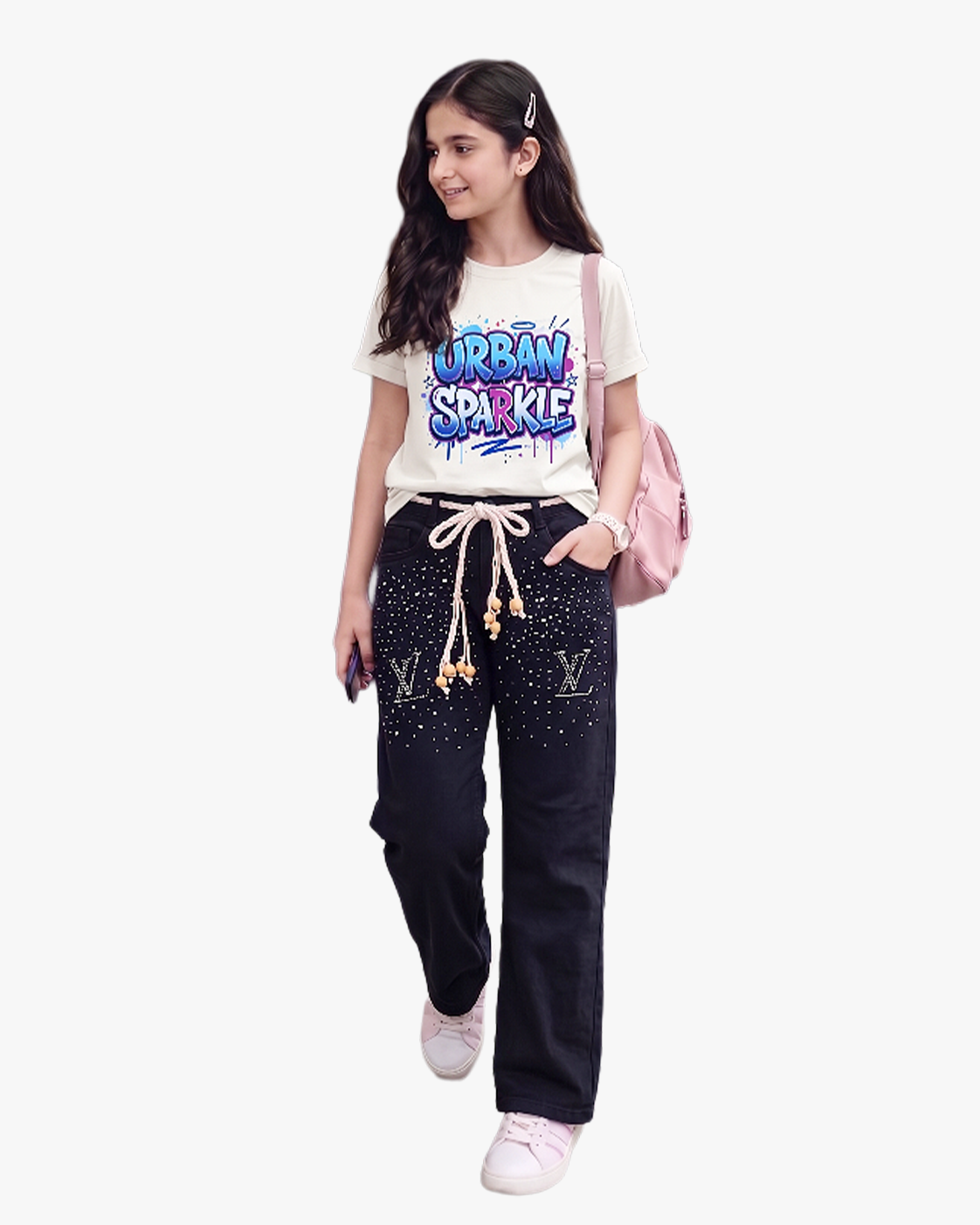 LV Stoned Denim Black & StoneBeige Set