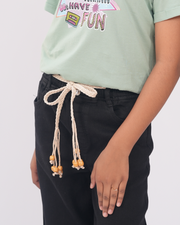 Girls Baggy Jeans with Rain Stone | Black & Saga Green Set
