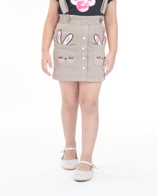 Cloud Bunny Suspender Skirt Set (Gray+Black )