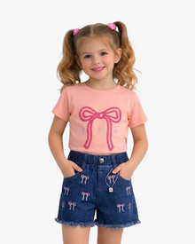 Kids Drop Shoulder T-Shirt & Shorts Set | Light Pink