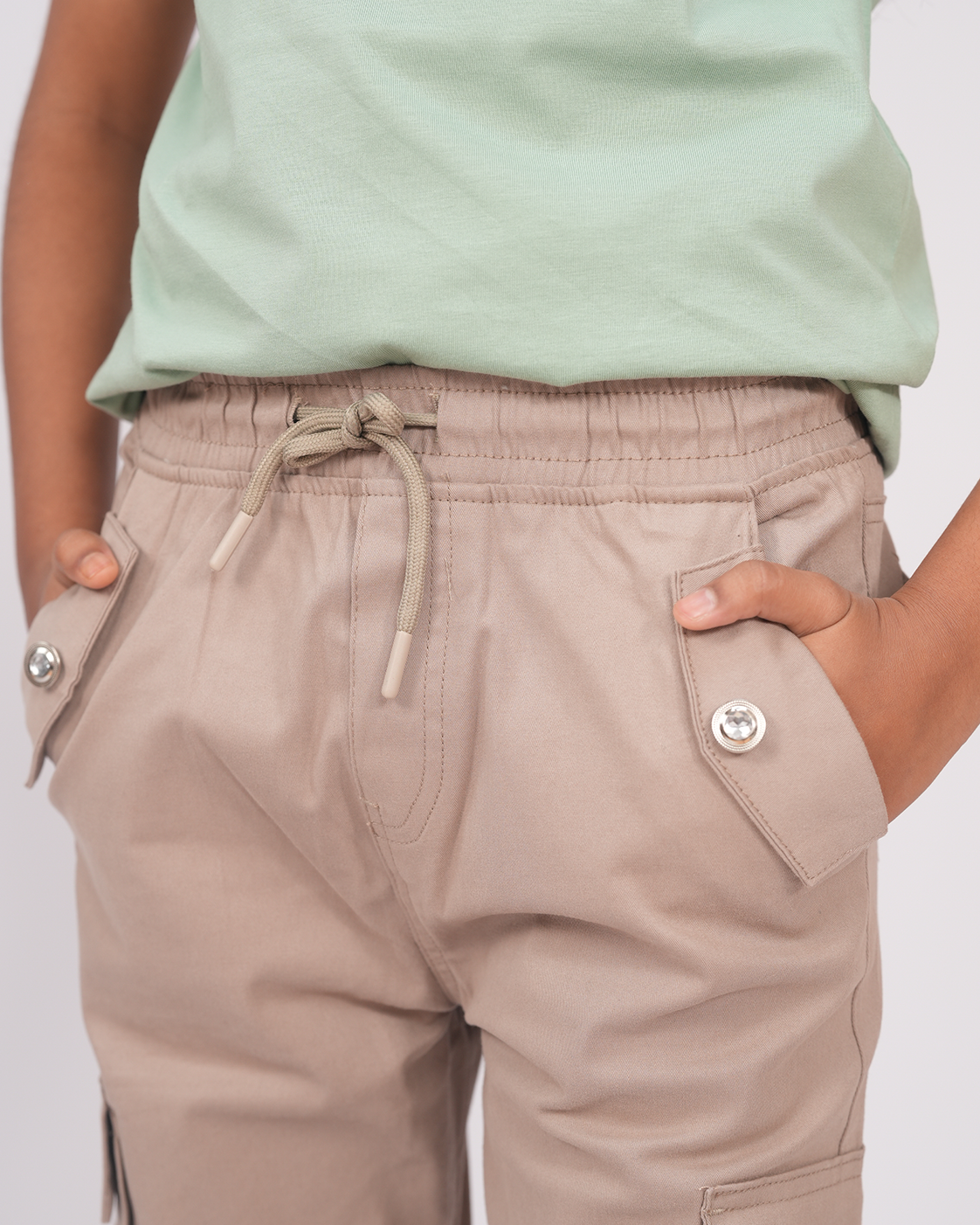 Adventure Club Cargo Set | Cargo + T-shirt | Beige + Sage Green
