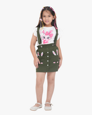 Classic Bunny Suspender Skirt Set (Navy+White)