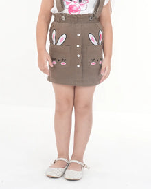 Blush Bunny Suspender Skirt Set | Deep Olive+White