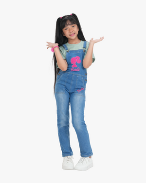 Denim Romper Set | Romper+T-Shirt | Mid Blue + Sea Green