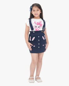 Meadow Bunny Suspender Skirt Set (Olive+White)