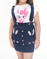 Classic Bunny Suspender Skirt Set (Navy+White)