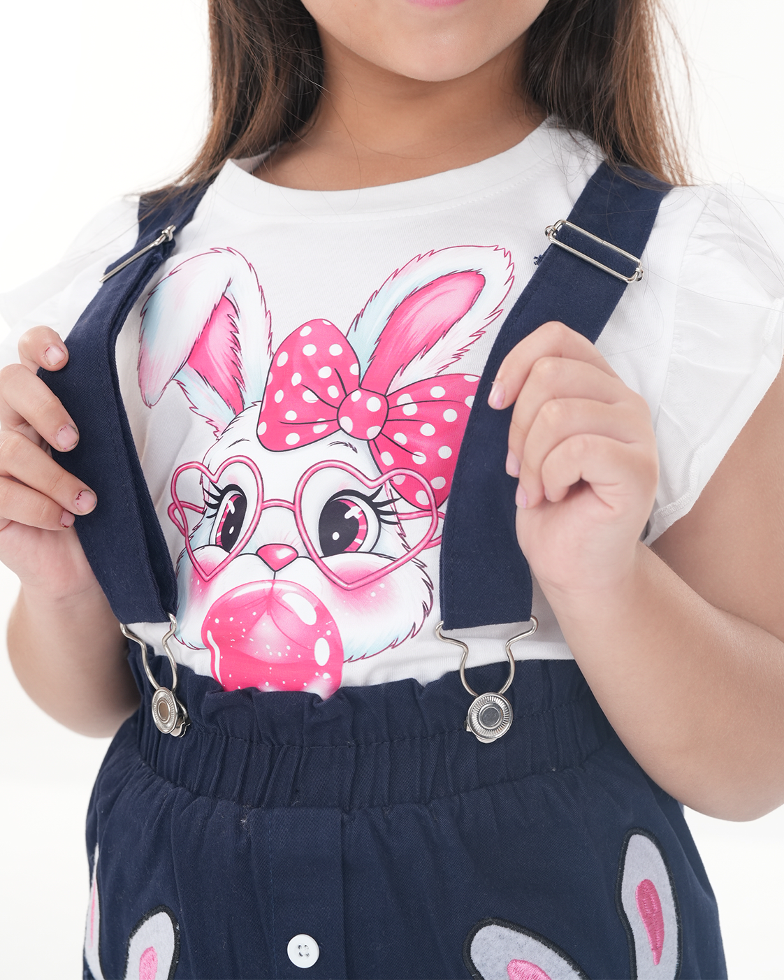 Classic Bunny Suspender Skirt Set (Navy+White)