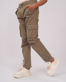 Olive & Stone Beige Girls' Twill Baggy Cargo set