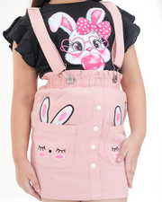 Blush Bunny Suspender Skirt Set (Pink+Black)