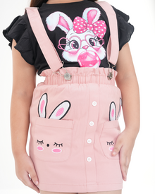 Blush Bunny Suspender Skirt Set (Pink+Black)