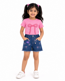 Kids Drop Shoulder T-Shirt & Shorts Set | Pink