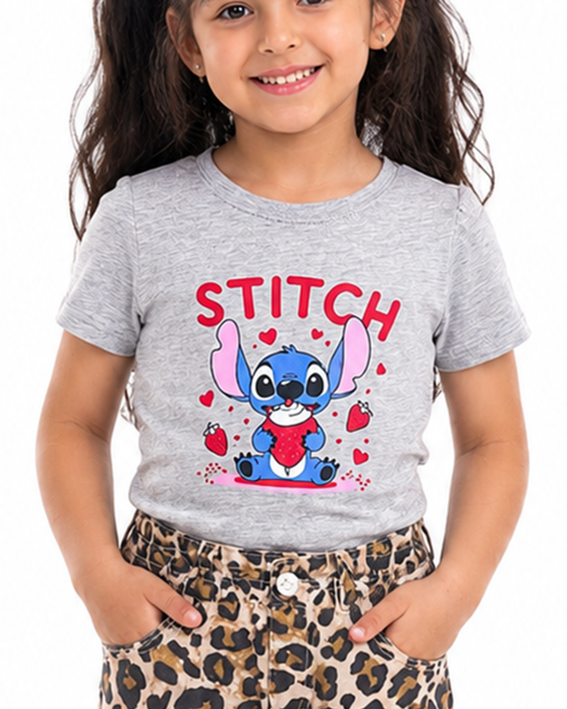 Girls Leopard Summer Shorts Sets | Grey