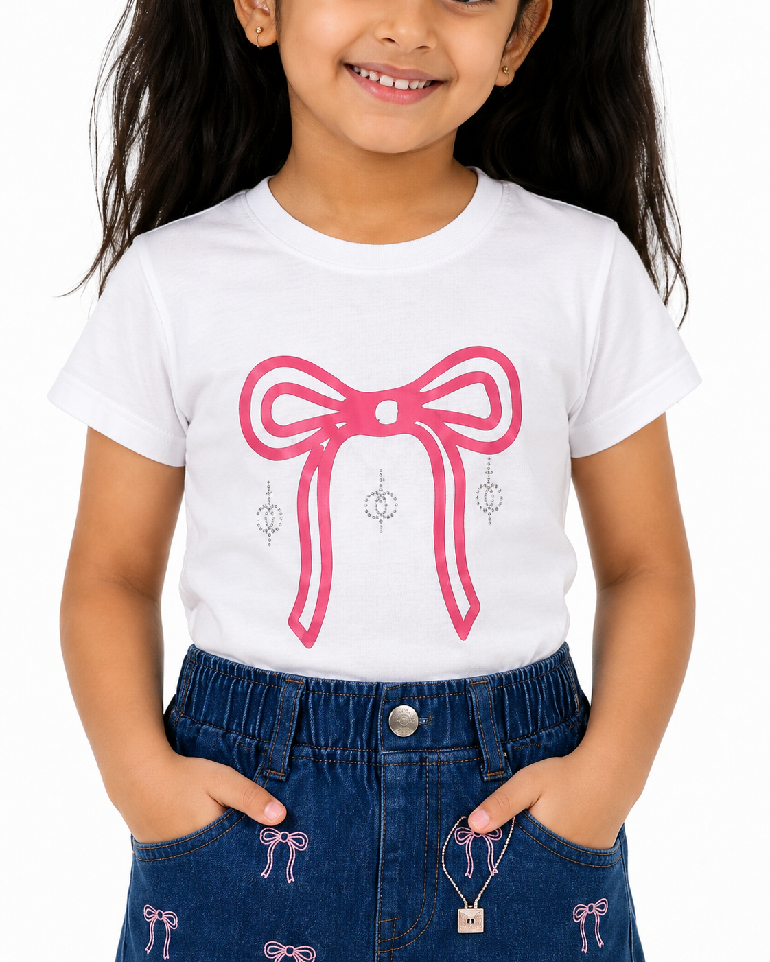 Kids Drop Shoulder T-Shirt & Shorts Set | White Secondary image